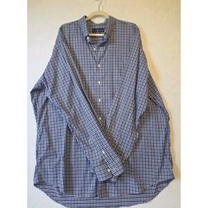 Ralph Lauren 2XLT Big Tall Blue Plaid Cotton Stretch Button Shirt Mens